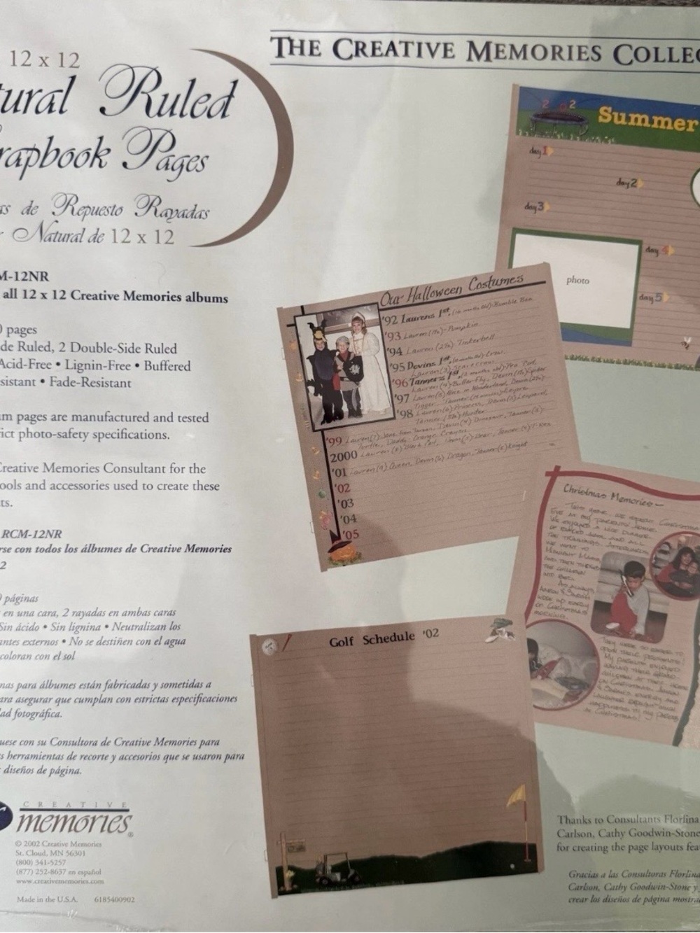 Creative Memories 12x12 Natural Ruled Scrapbook Pages Refills RCM-12NR 5 Sheets